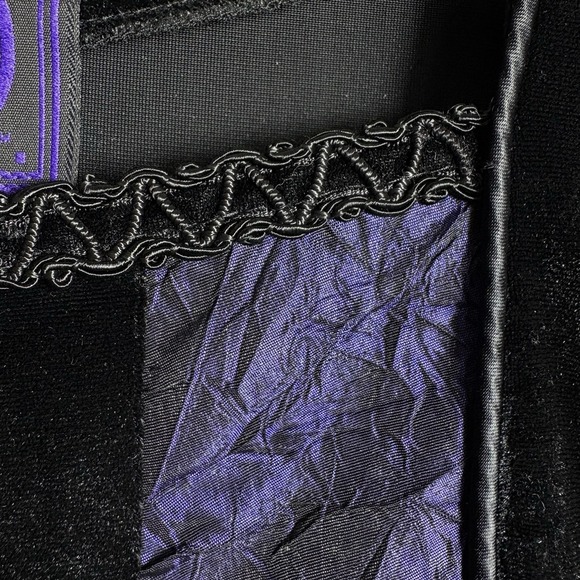 VTG Cykxtees Large Black Purple Velvet Sleeveless Medieval Goth Gown Maxi Dress - Picture 7 of 12